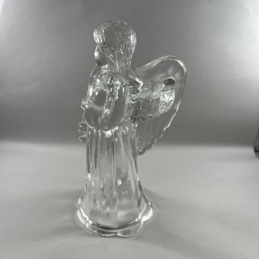 Vintage Christmas Angel Glass Taper Candle Holder Play The Trumpet Celestial - Picture 2 of 8